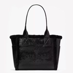 ♠️Kate Spade Jett Shearling Trim Large Tote Bag, Black NWT